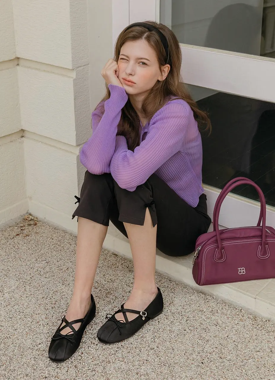 Toeshu Cross Strap Ballet Mood Pleated Mary Jane_4colors