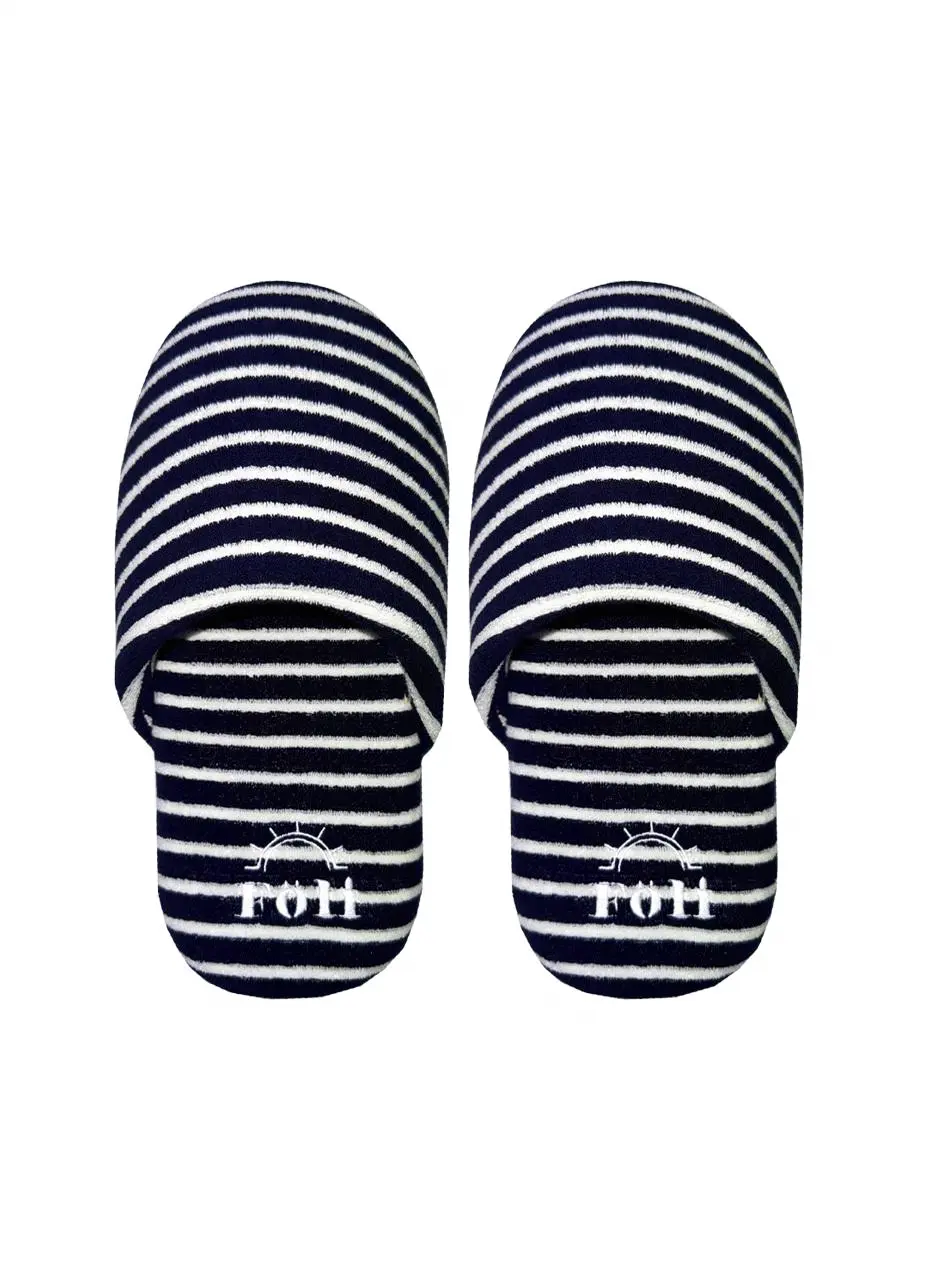 Terry Stripe Room Slides [Navy]
