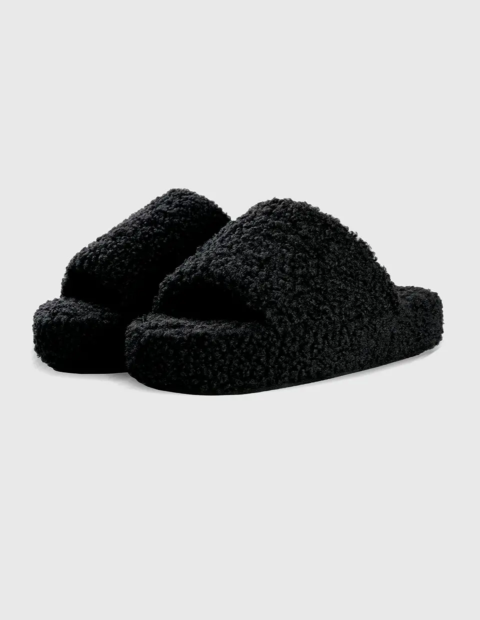 Boucle Wool EVA Cushioned Room Shoes [Black]