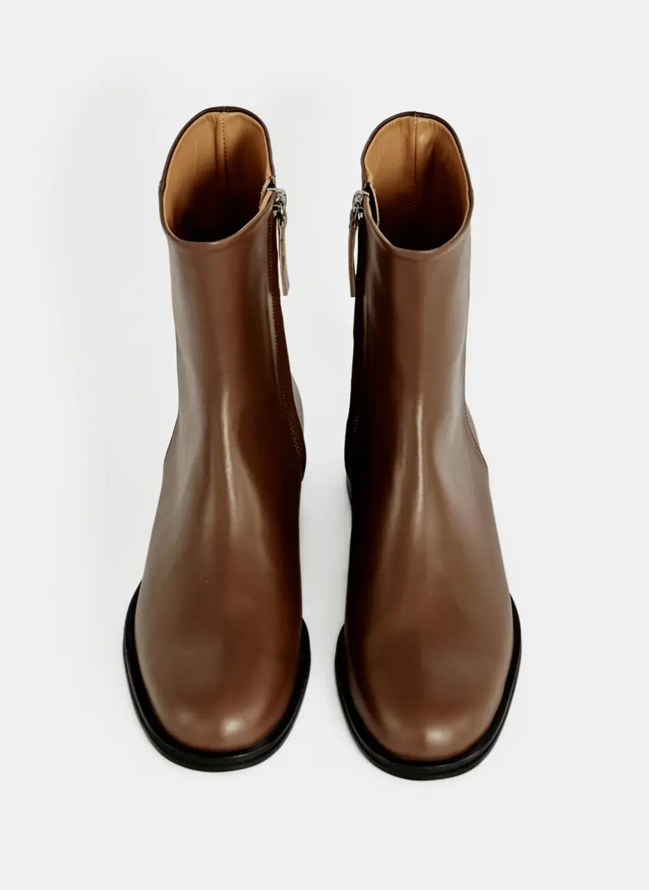 Leonardo Minimal Ankle Boots_Brown