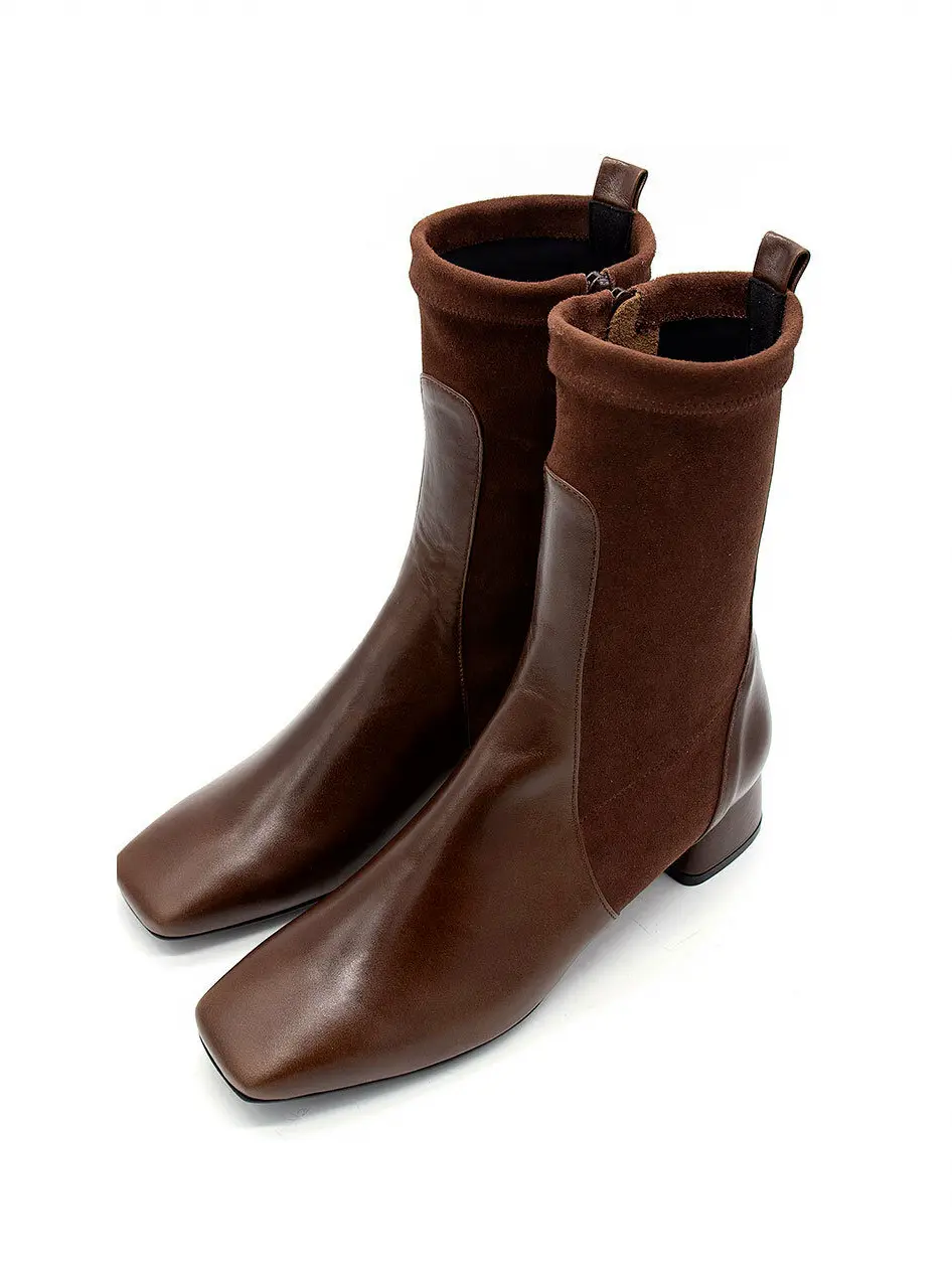 Two Parts Ankle Boots - Brown