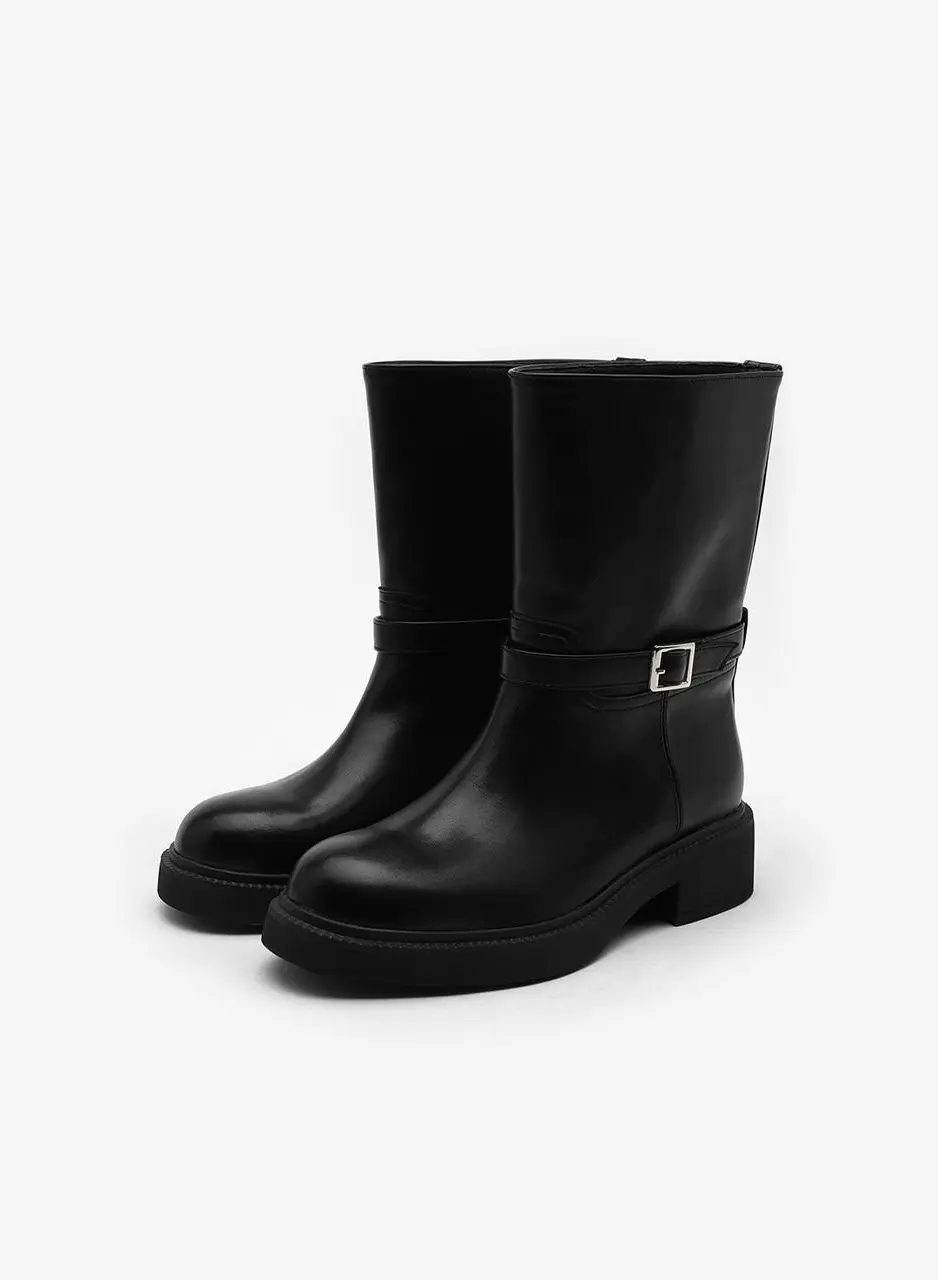 [Exclusive] Leesium Buckle Strap Boots (4cm)