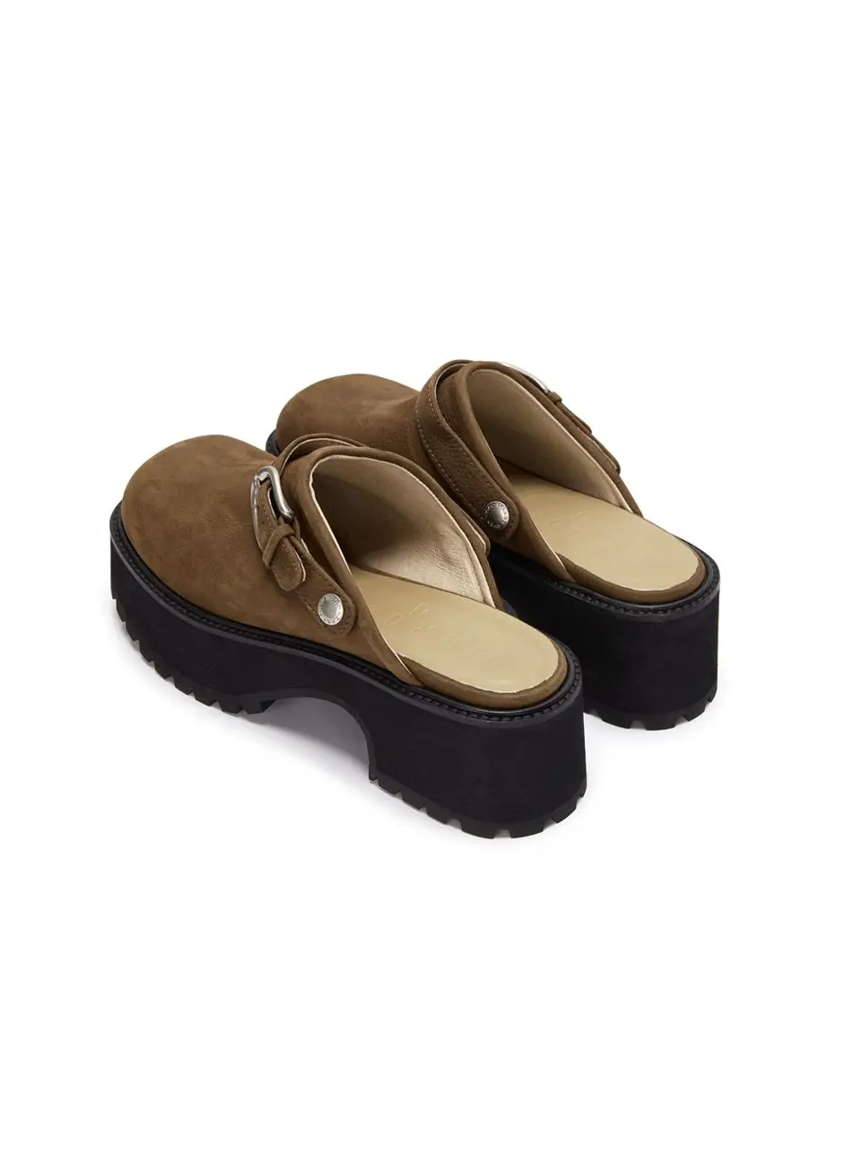[MARGESHERWOOD] 70'S CLOGS NUBUCK MULES [BROWN]