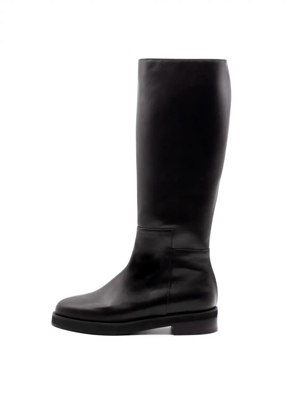 Zip Up Knee High Boots_Black