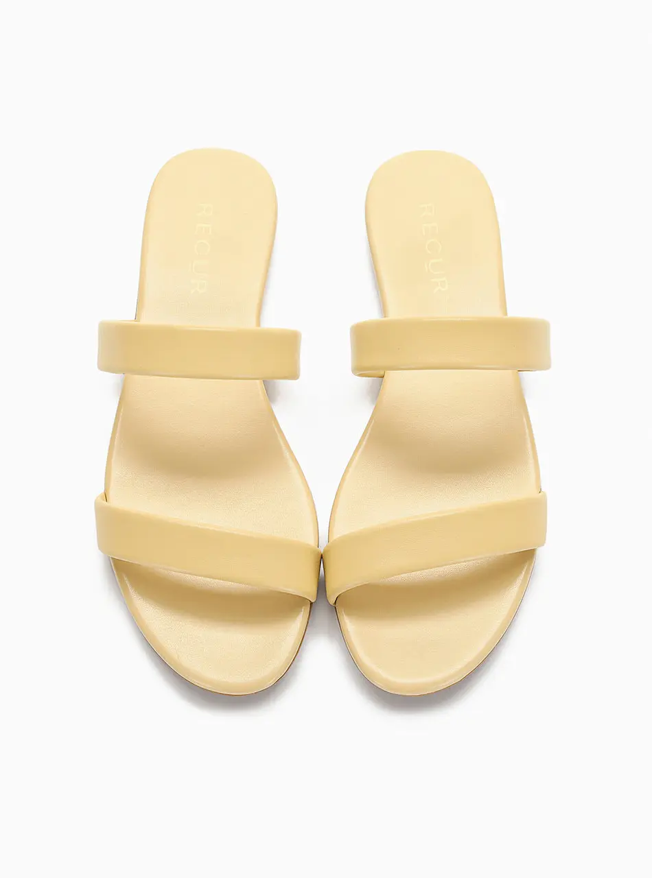 Anello Modern Padded Double Strap Slides - Butter