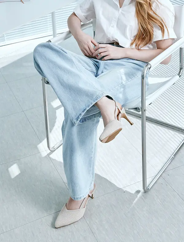 Knit Stiletto Strap Slingback Heel Mia