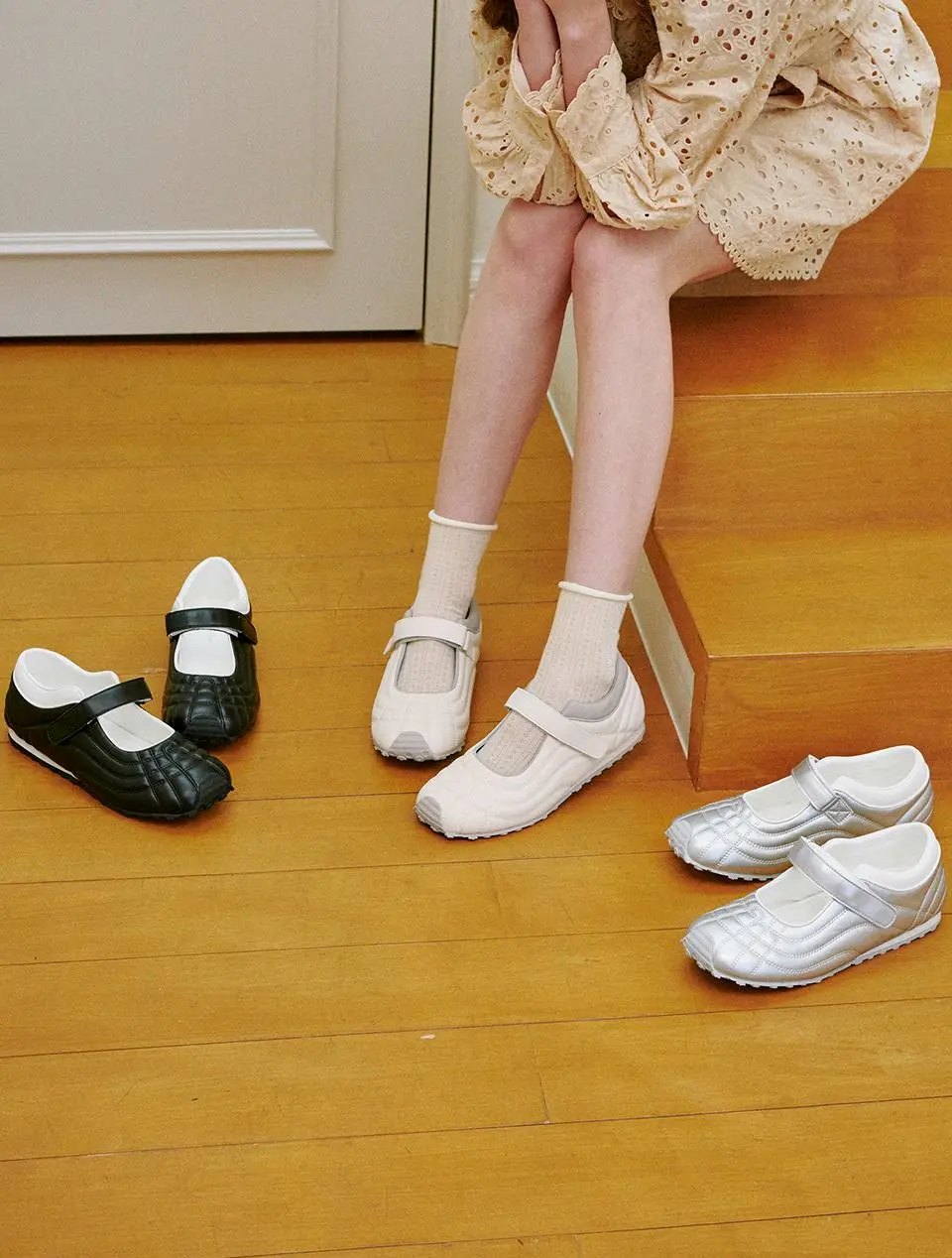 Velcro Platform Mary Jane Sneakers (ljh1032)