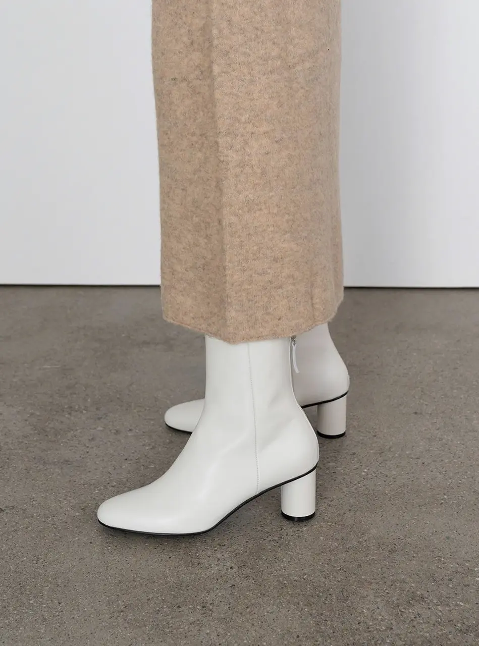 Italian Leather Round Toe Ankle Boot