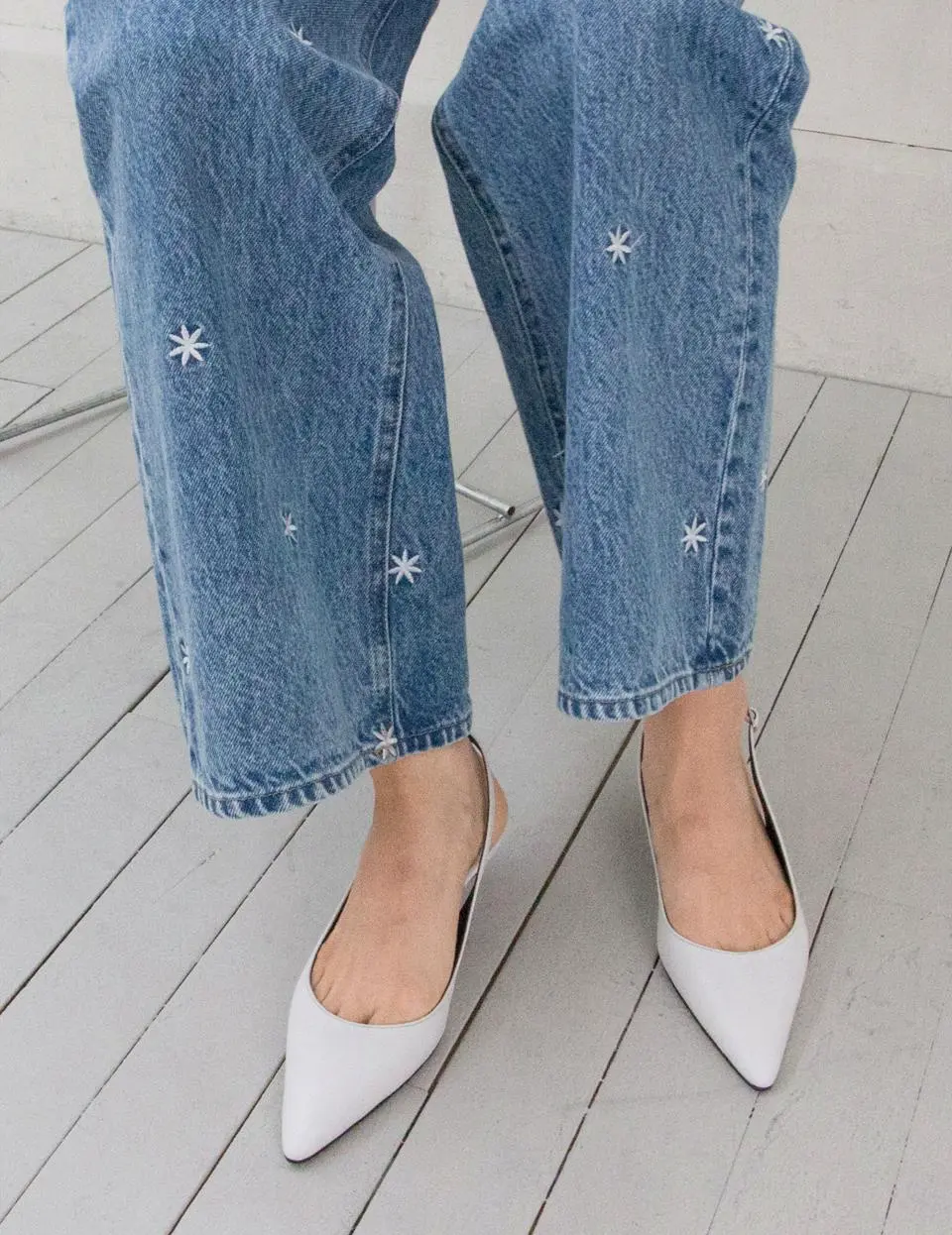 Leather Slingback 4cm Shoes [Beige] (kw2813)