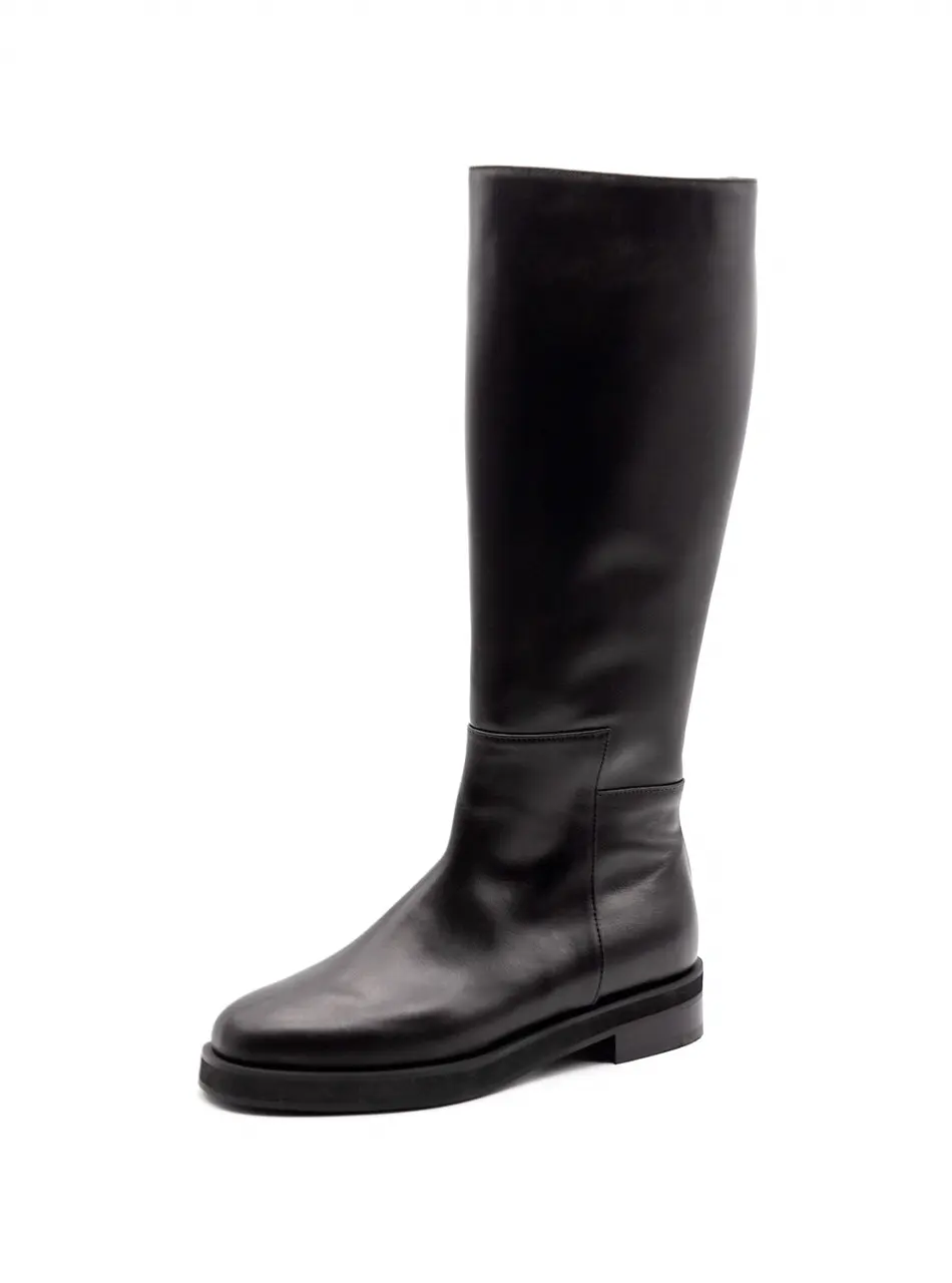 Zip Up Knee High Boots_Black