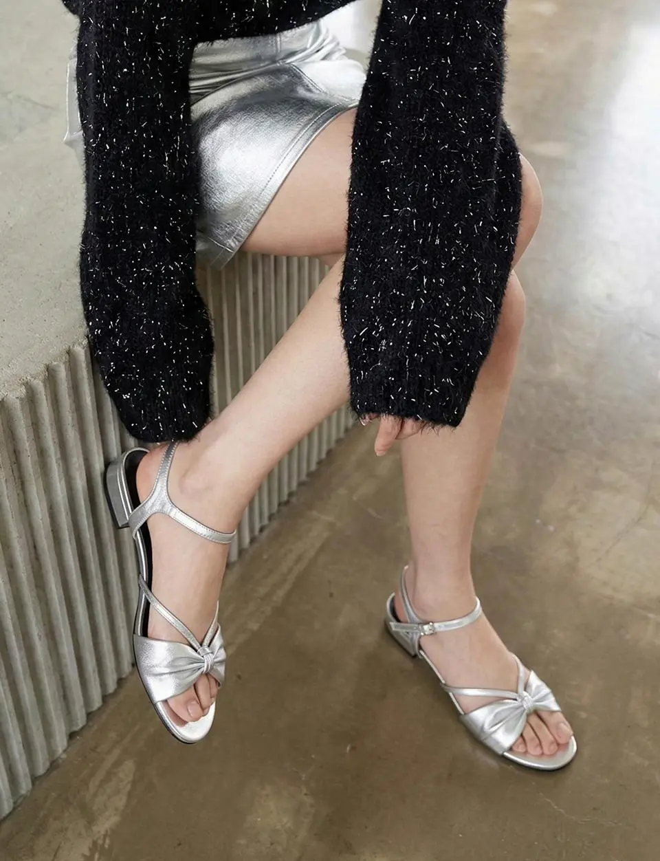 Glitter Ribbon Strap 2cm Sandals (LC582)