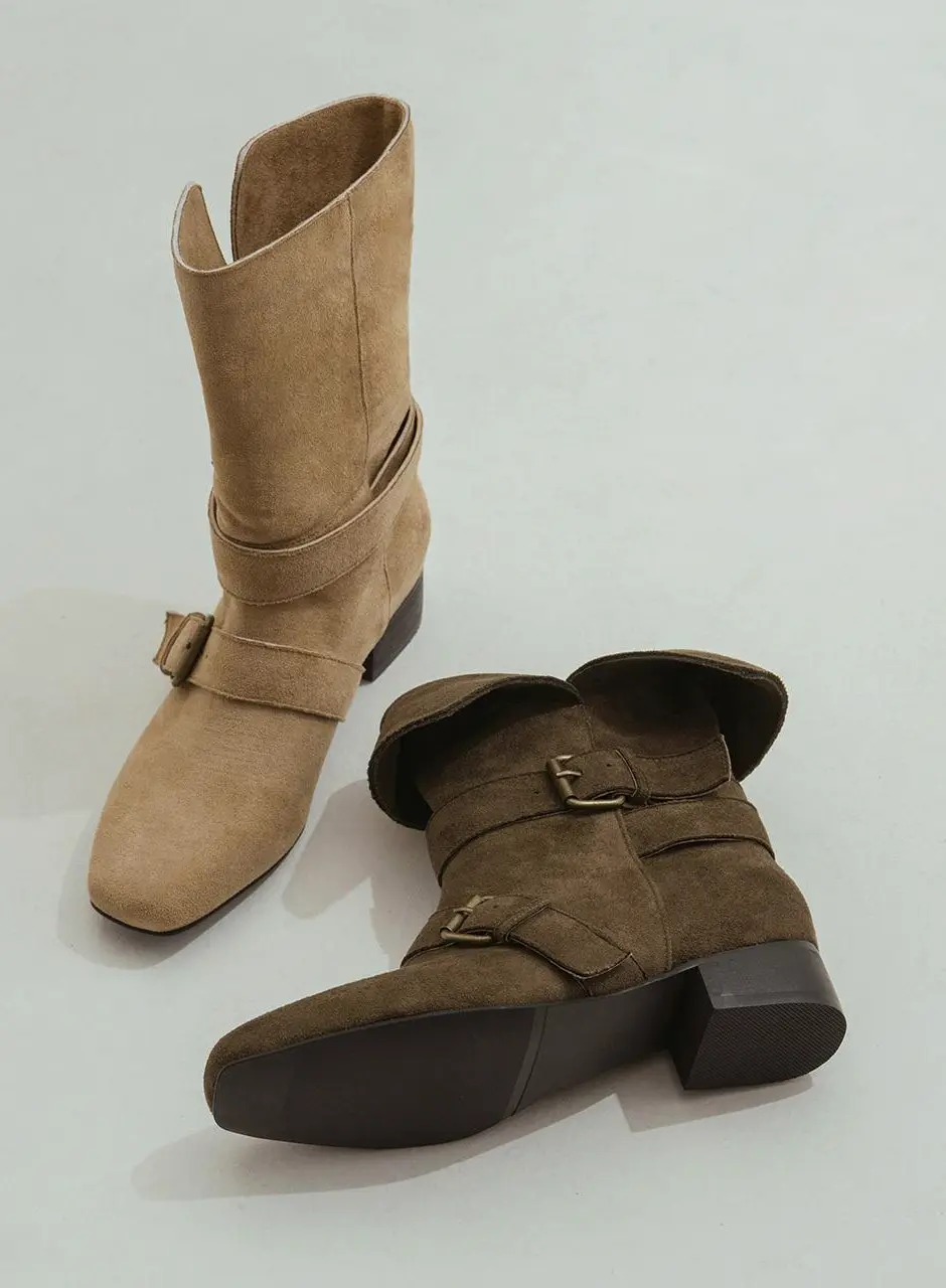 Rossi Suede Belt 4cm Mid-Calf Boots