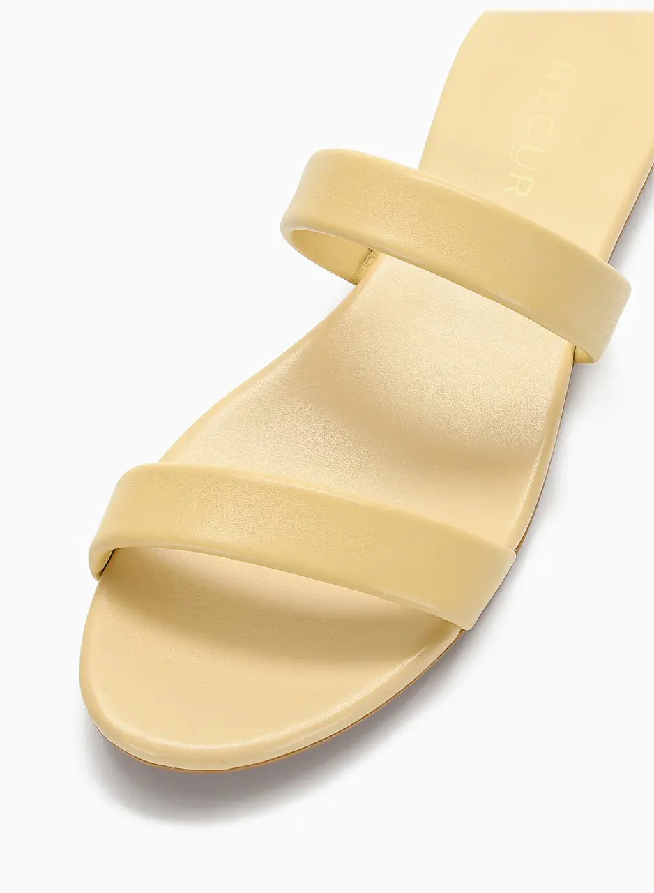 Anello Modern Padded Double Strap Slides - Butter
