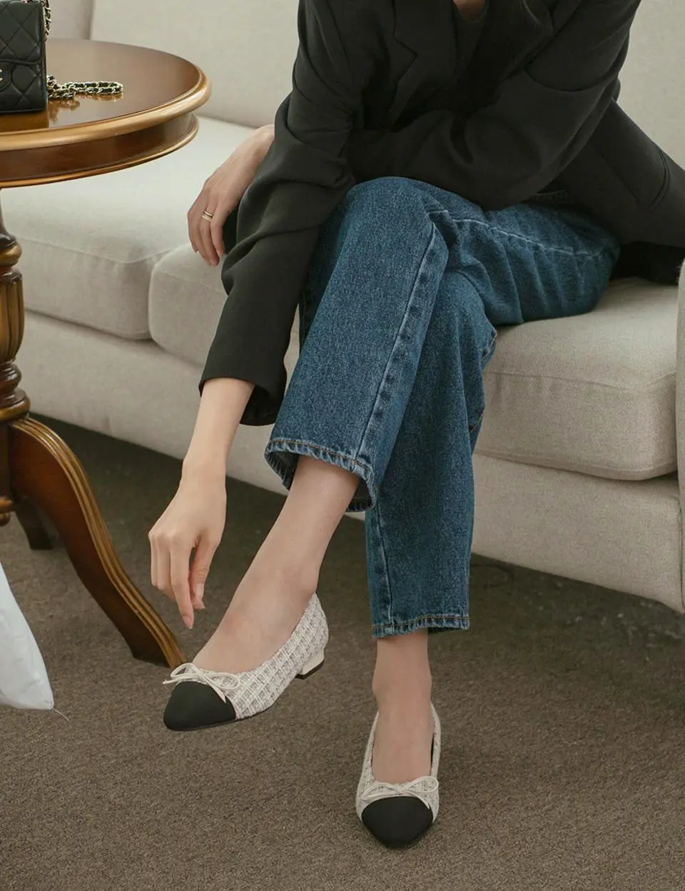 Roelly Ribbon Tweed 2cm Flat Shoes