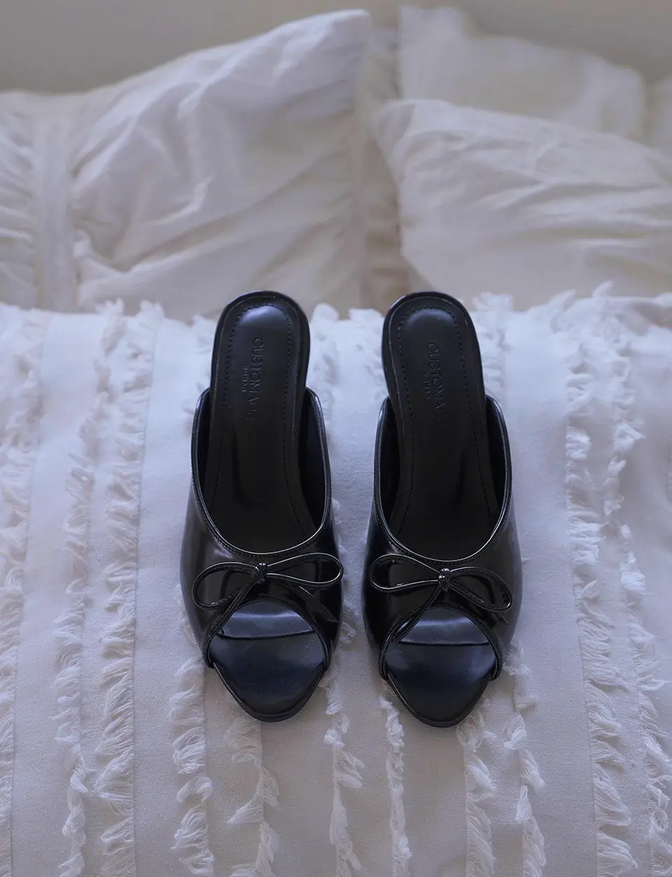 5cm Ribbon Kitten Heel Jenny Mule (CW0096BK)