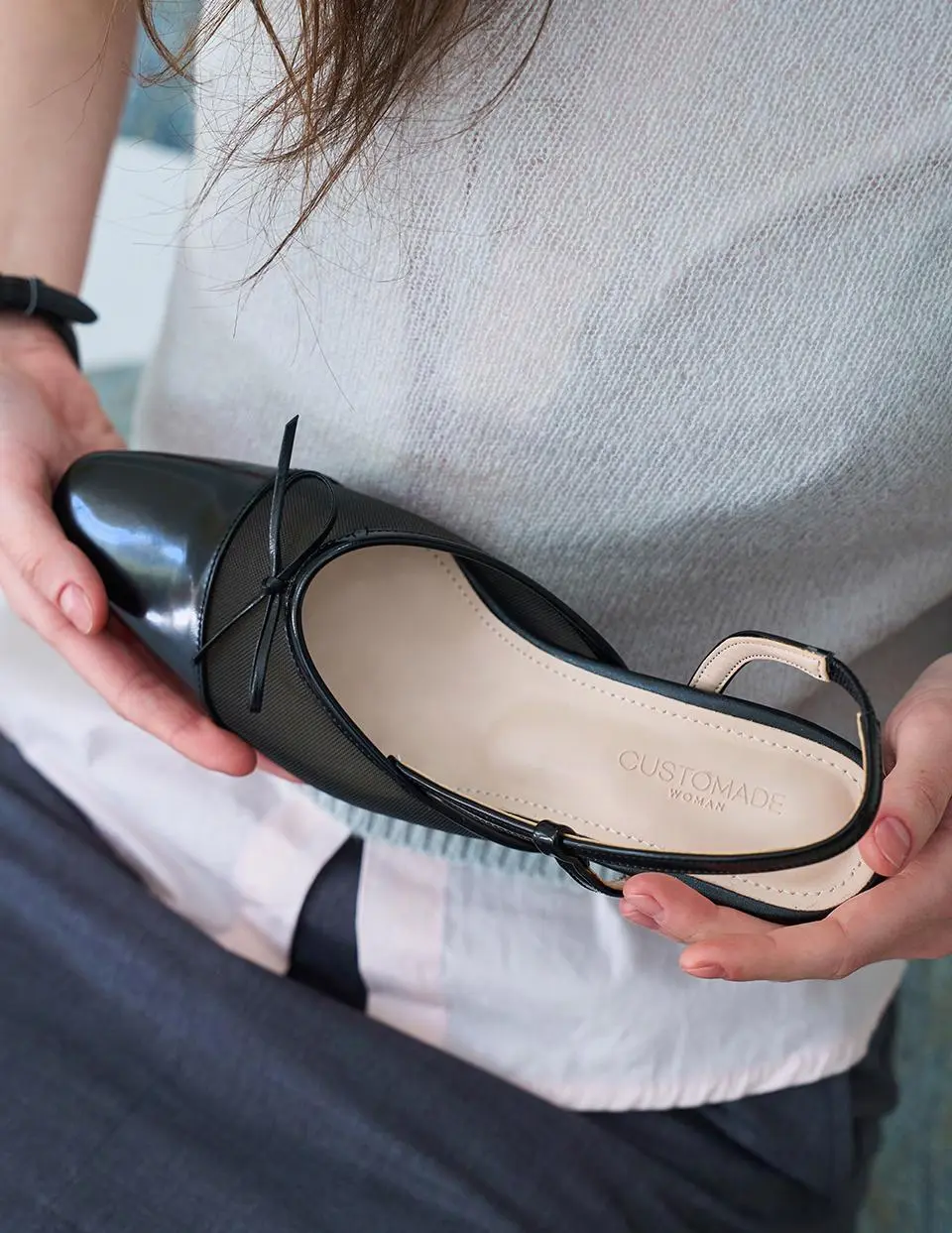 Odette Mesh Ribbon Slingback 1.5cm (CW0108GBK)