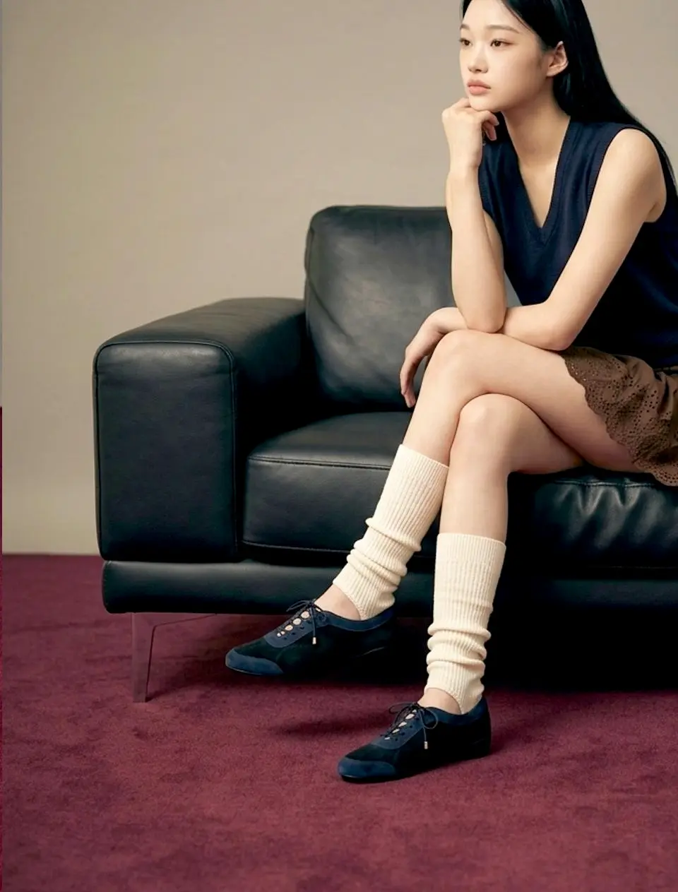 NOTEN_dark navy Top Open Driving Sneakers