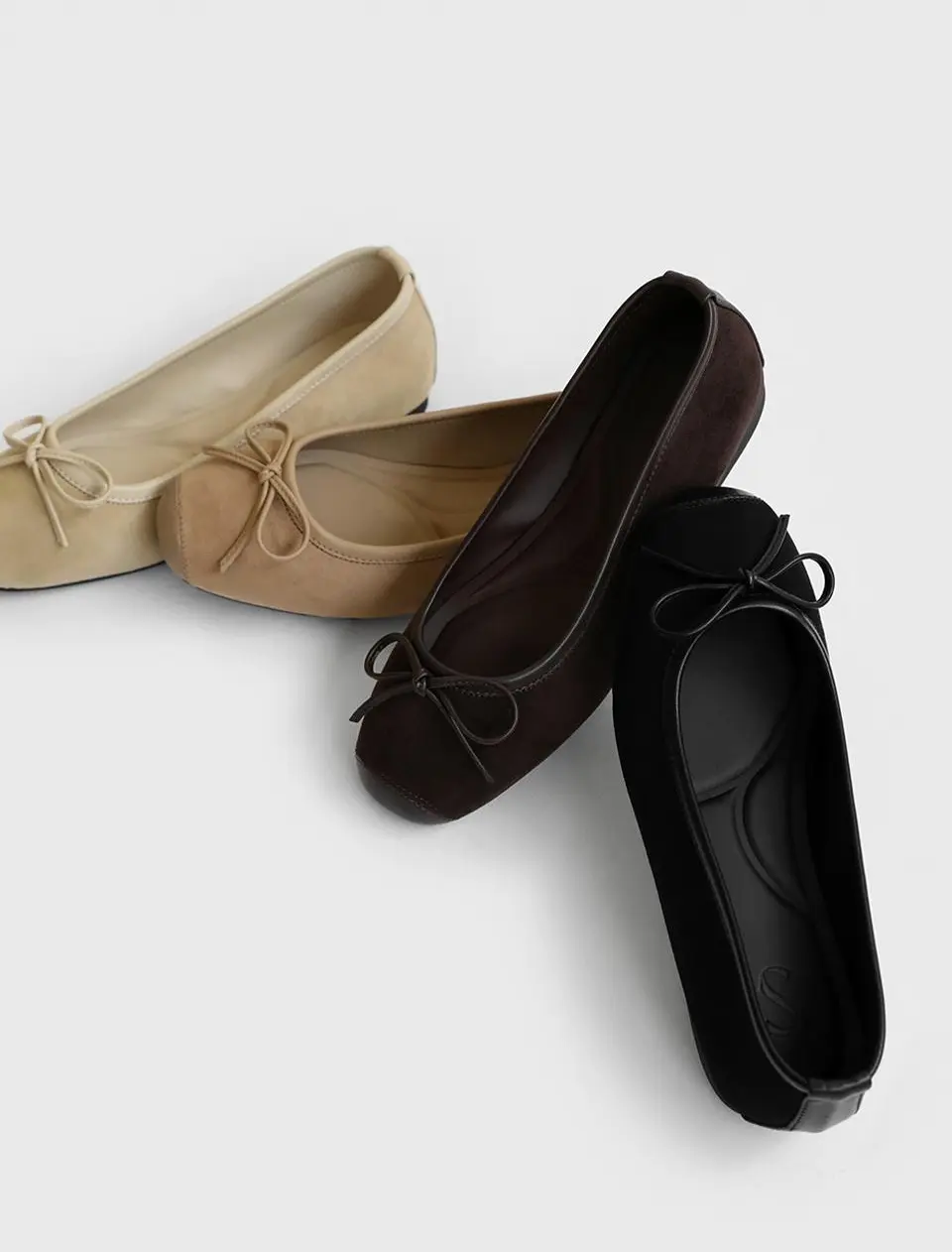 Kate Suede Ribbon 1cm Flat Shoes