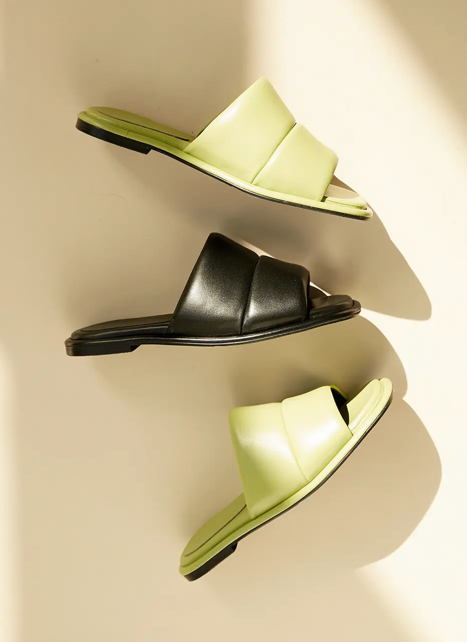 Laila Slides Leather_Light Green