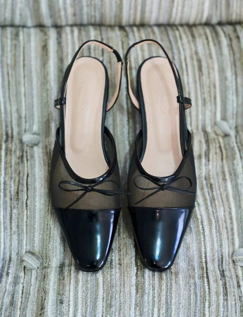 Odette Mesh Ribbon Slingback 1.5cm (CW0108GBK)