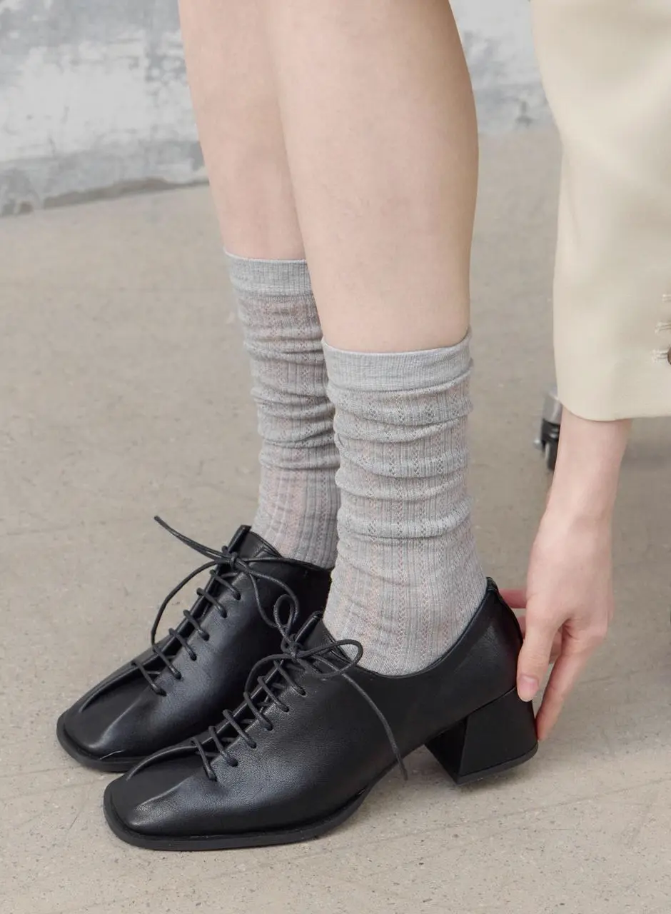 Birtnon Lace-up 2heels 3.5cm 5.5cm Loafer Heels (L578)