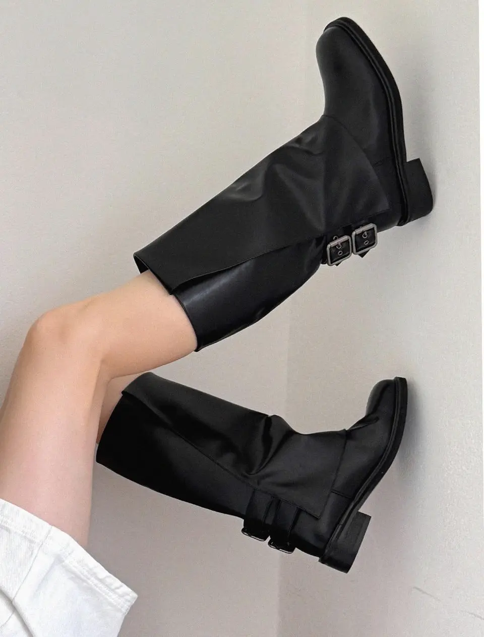 Robin Eyelet Two-Buckle Folding 3.5cm Boots (APL1907)