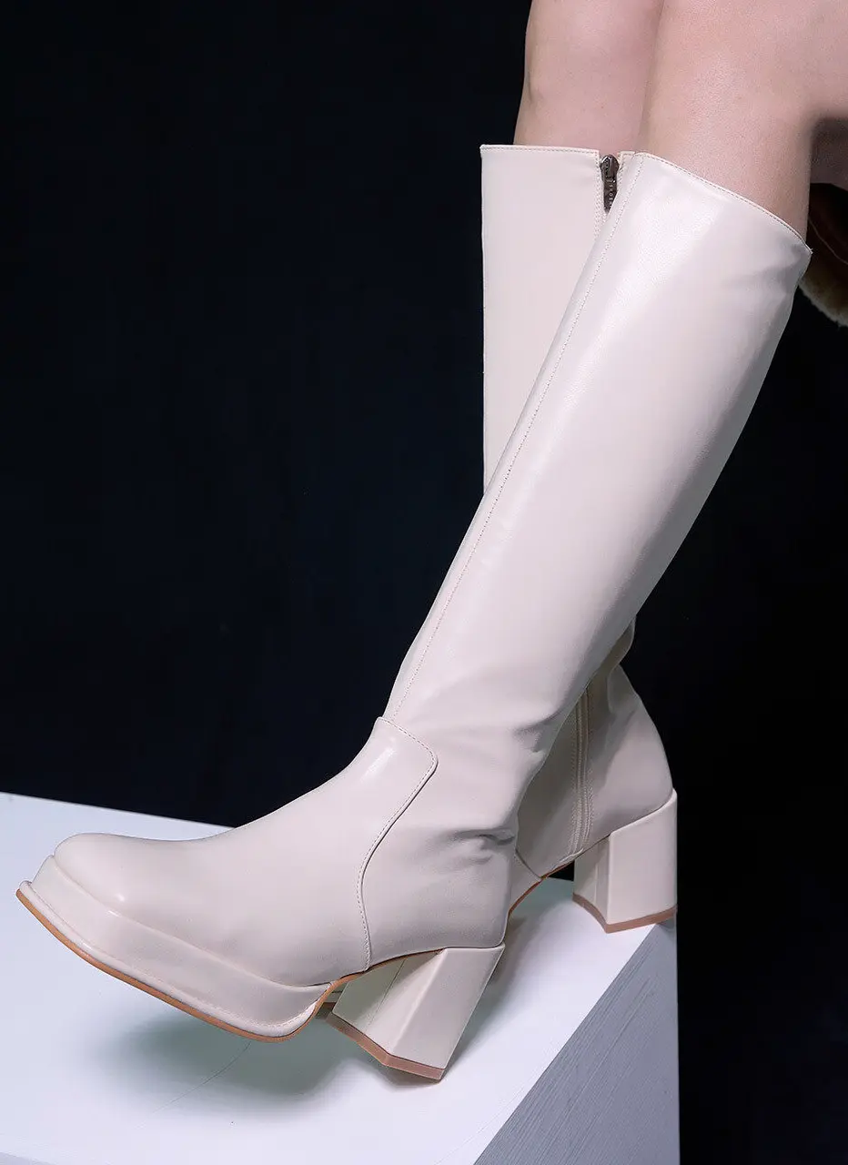 Sofia Square Toe Long Boots - 2Colors