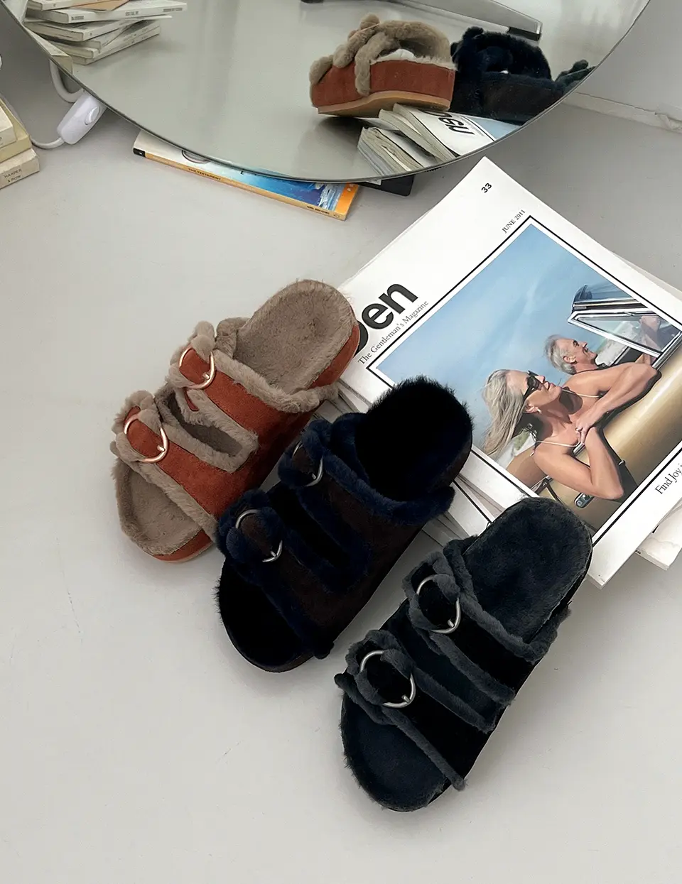 Julie Fleece Belted Mule (3cm)