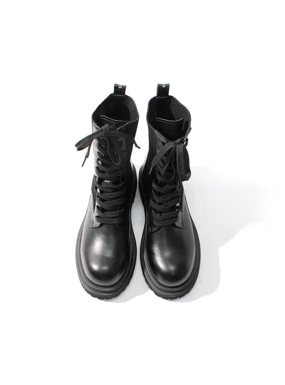 Riana Knit Lace-Up Walker Boots