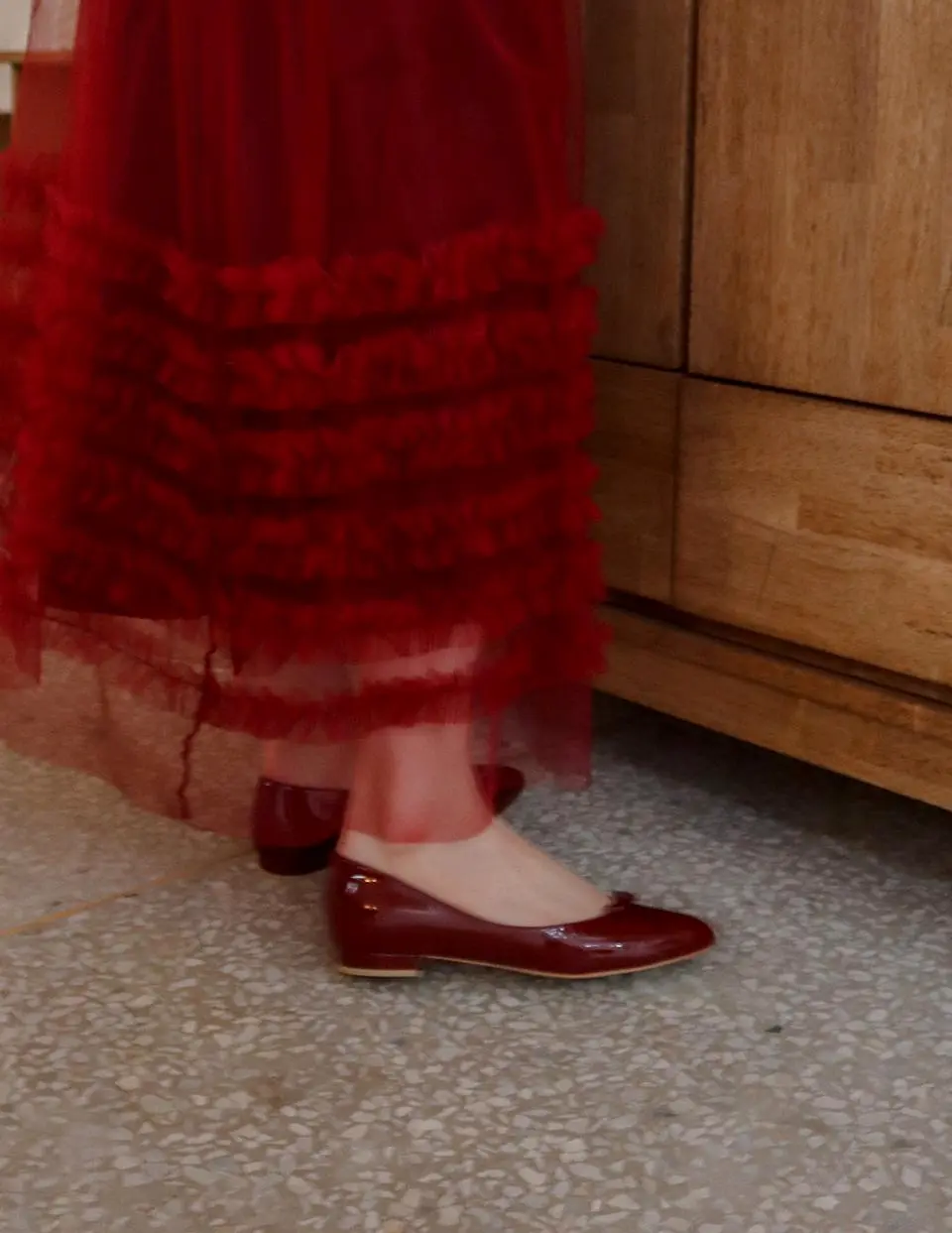 Amor Ribbon Flat Shoes_Red