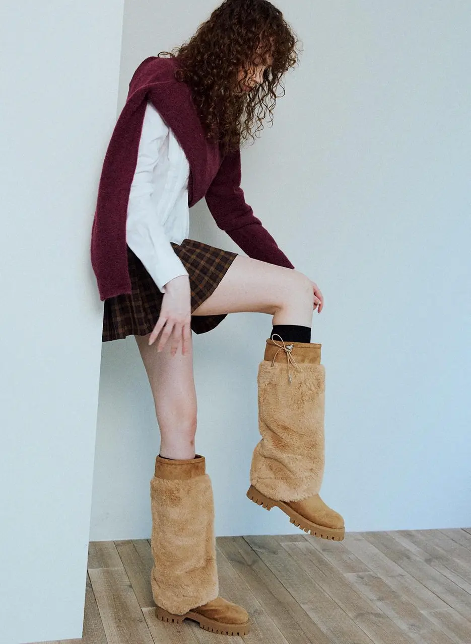 winter heart point fur long boots (me2479)