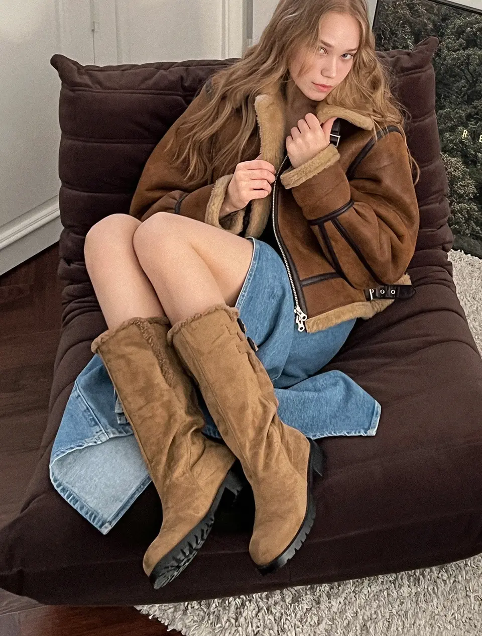 Verdi Fur Trimming Folding Buckle Boots