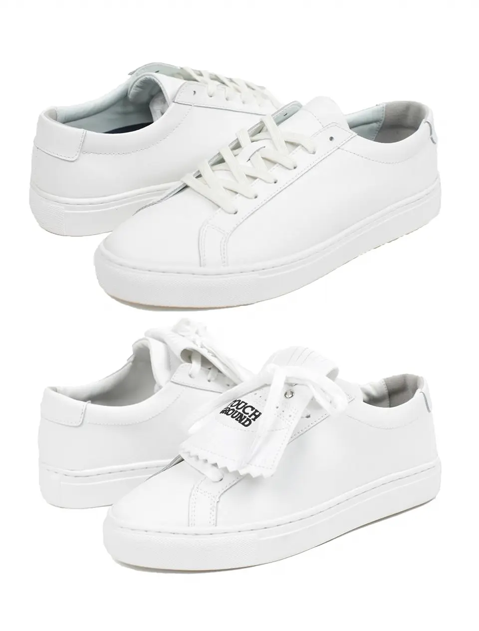 Women's Men's Cowhide Height-Increasing Minimalist Sneakers [White]