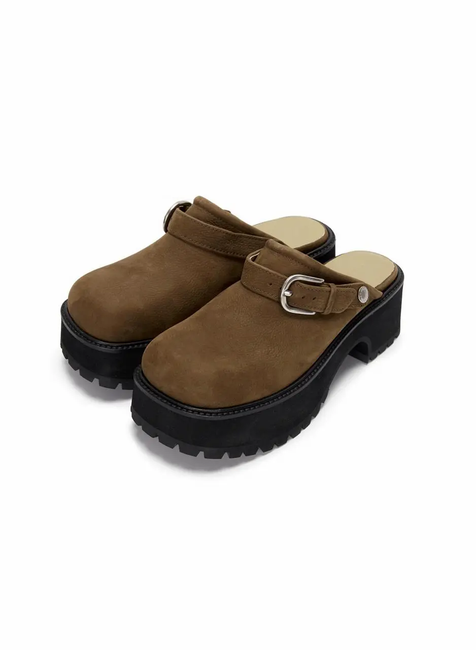 [MARGESHERWOOD] 70'S CLOGS NUBUCK MULES [BROWN]