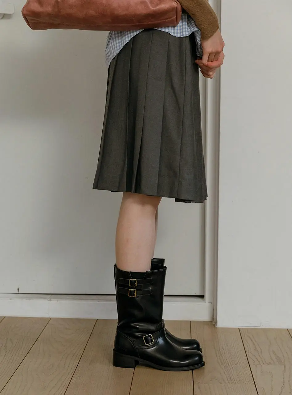 Nook Double Buckle Middle Boots 4.5cm [3colors]