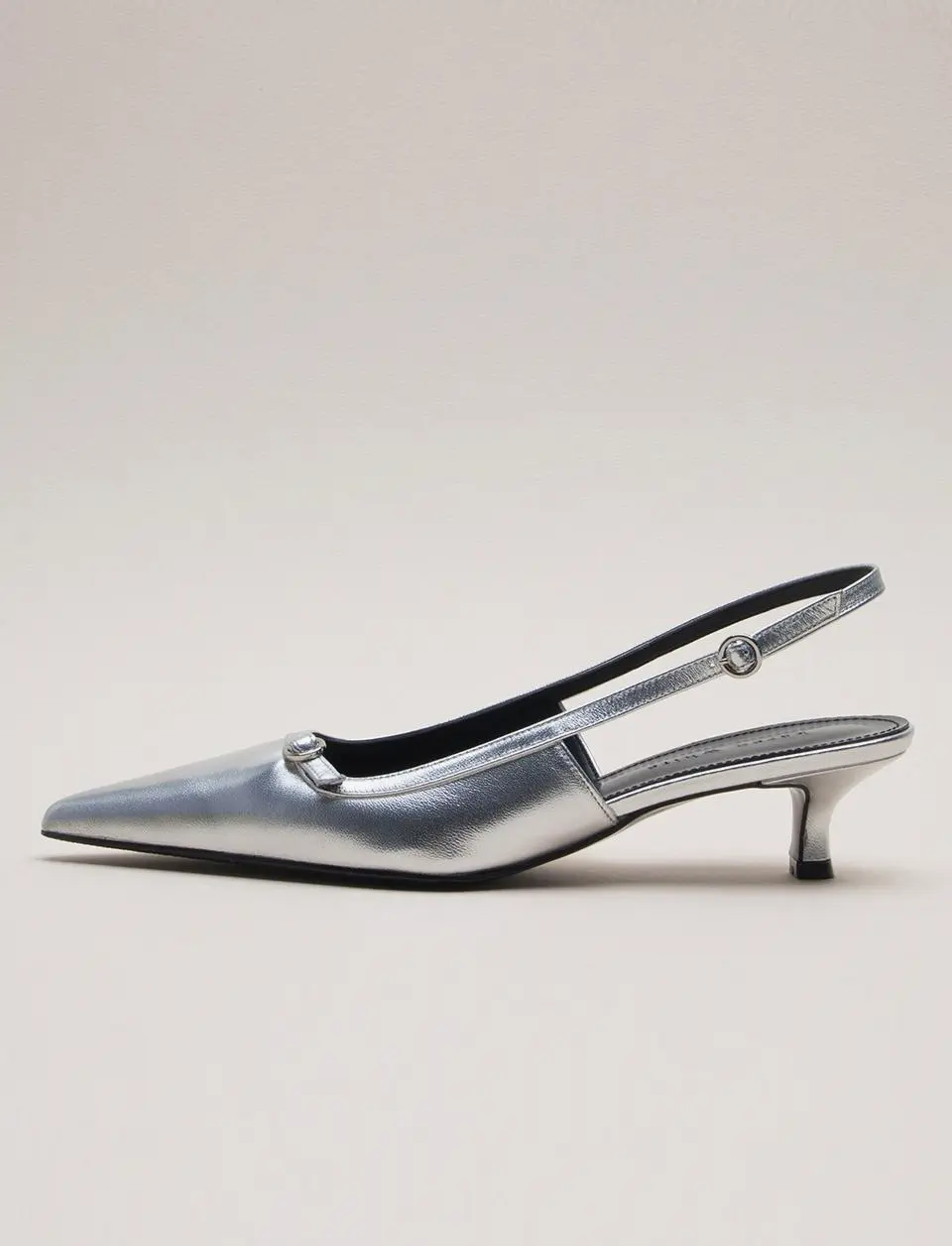 Leather Pointed Toe Slingback Shoes (kw2814)