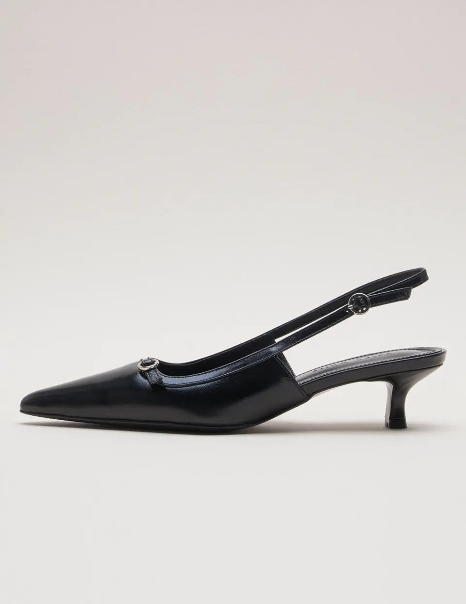 Leather Pointed Toe Slingback Shoes (kw2814)