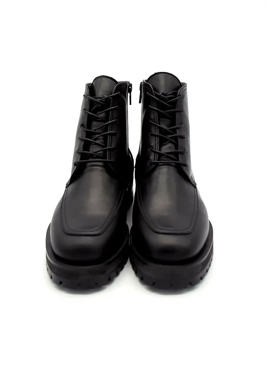 Lace Platform Boots - Black