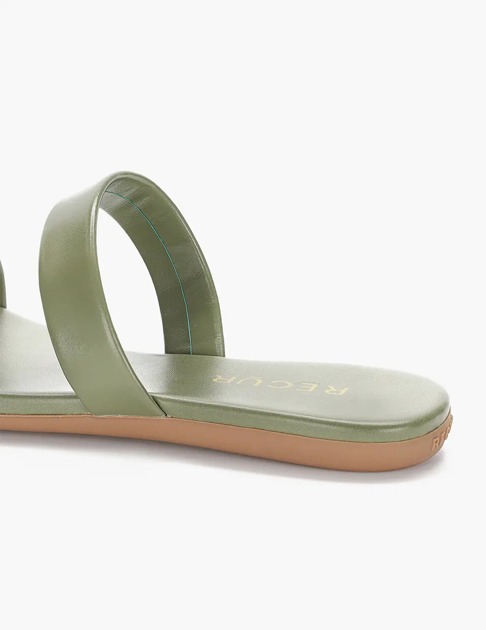 Anello Modern Padded Double Strap Slides - Olive