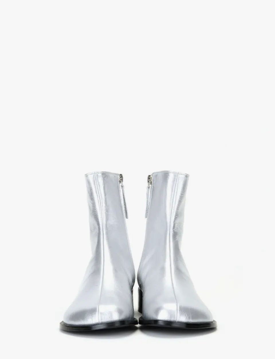 Flat Ankle Boots_Silver