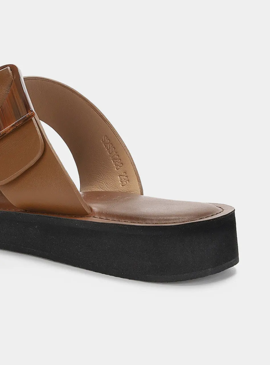 Anello Modern Platform Sandals - Brown