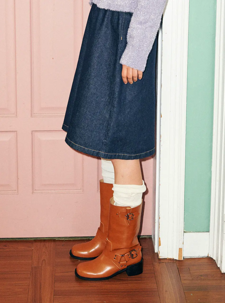 Wheelie Chunky Street Middle Boots (5cm)_4 Colors