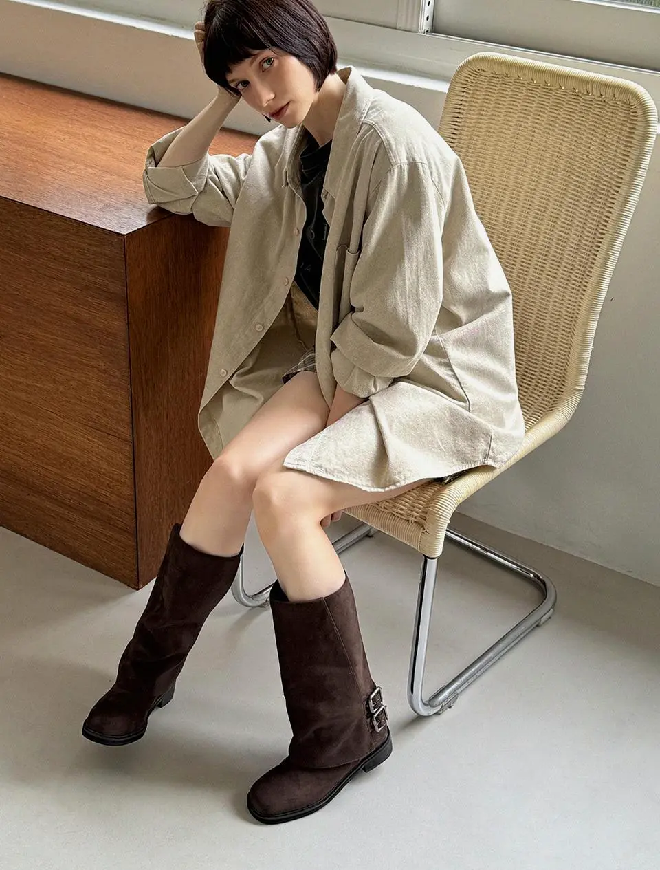 Robin Eyelet Two-Buckle Folding 3.5cm Boots (APL1907)