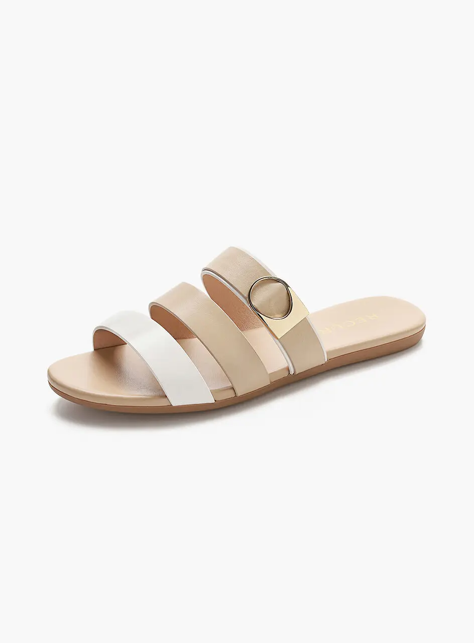 Anello Modern Triple Strap Slides - Nude