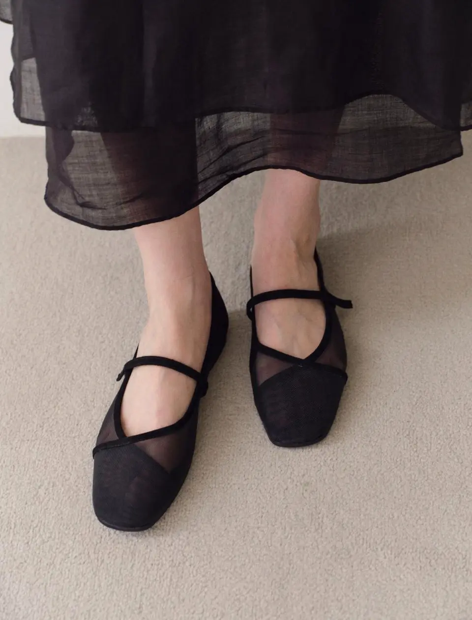 Rowie Mary Jane Shoes_Mesh Black