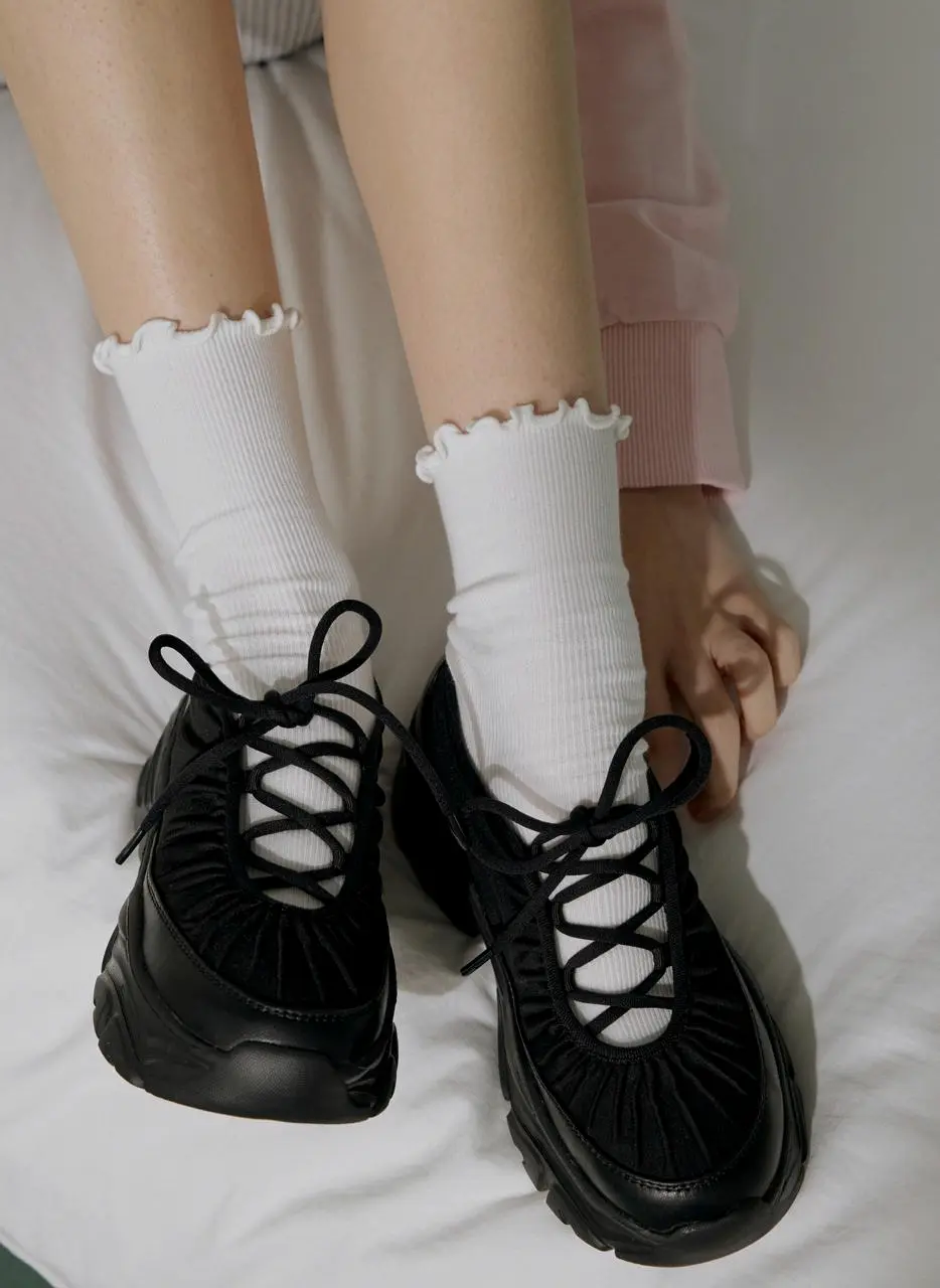 CASSIA Shirring Platform Sneakers [Black] (JLSO5E207BK)