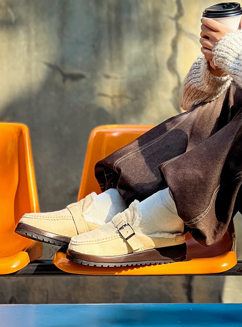 Square Buckle Fur Mules - 3Colors