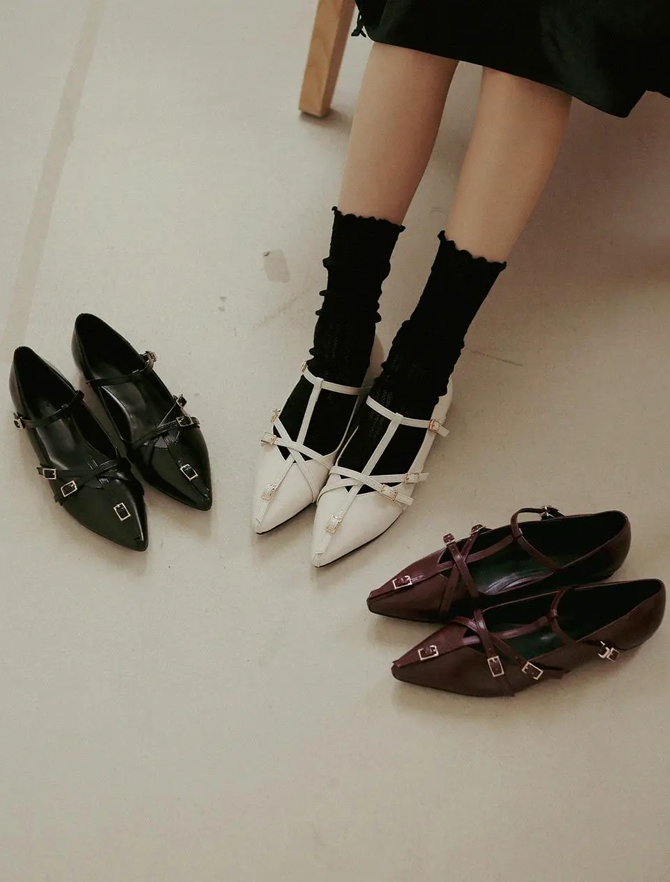 point T strap maryjane flat _ 3colors