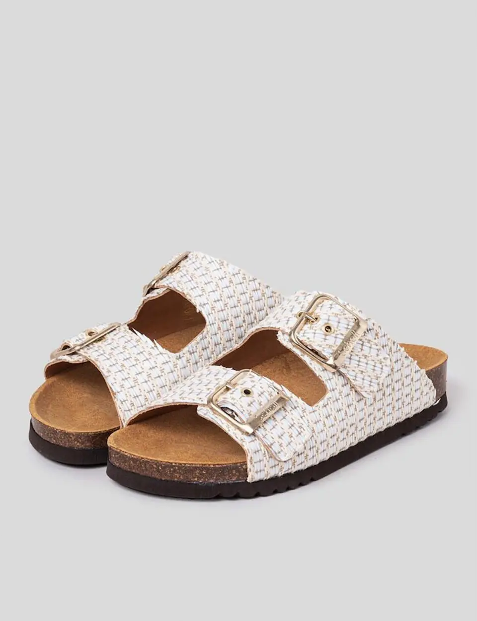 SCHOLL Cork Two-Strap Sandals [White] (HH44K2C361)