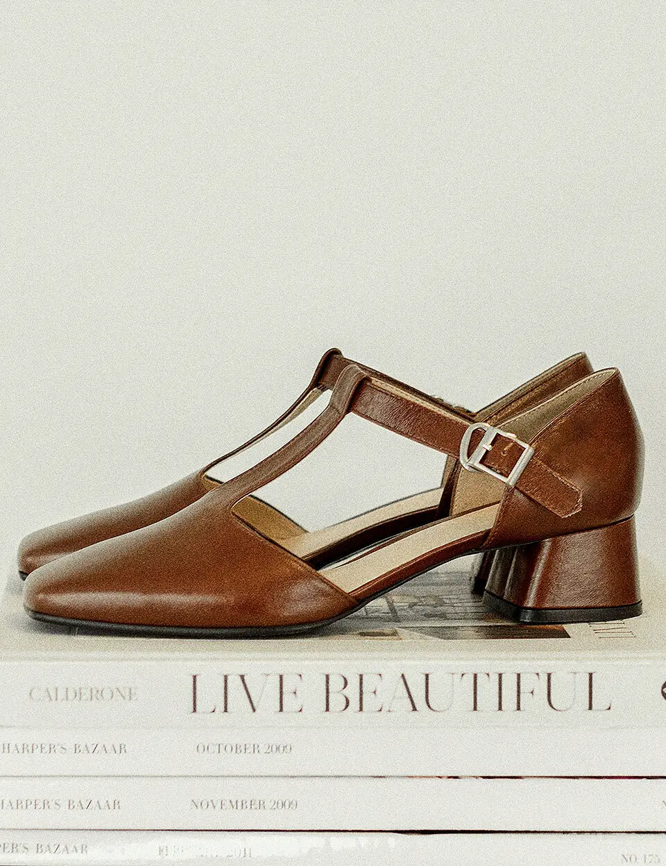 T Strap Pumps_Brown